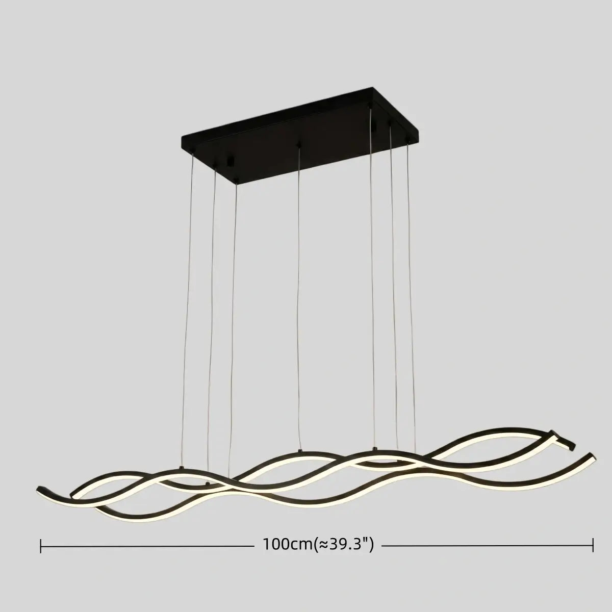 Modern Wavy Pendant Light -- Acrylic & Metal Black/White/Gold