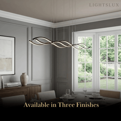 Modern Wavy Pendant Light -- Acrylic & Metal Black/White/Gold
