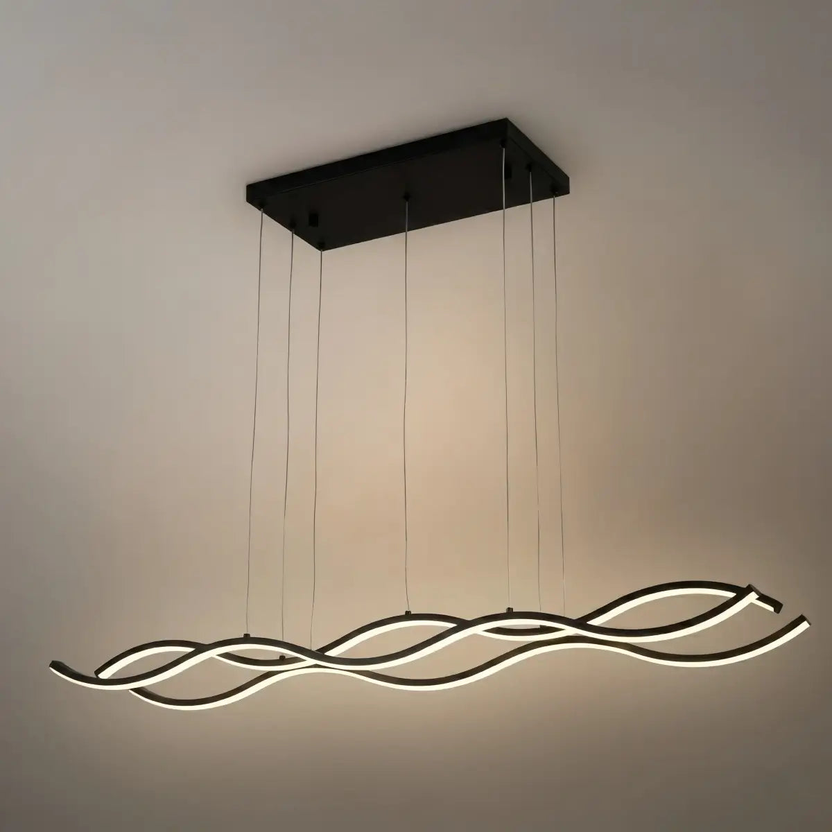 Modern Wavy Pendant Light -- Acrylic & Metal Black/White/Gold