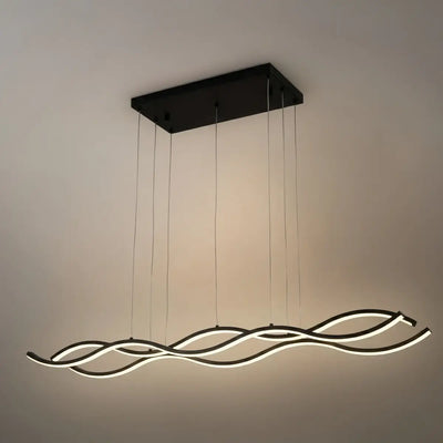 Modern Wavy Pendant Light -- Acrylic & Metal Black/White/Gold