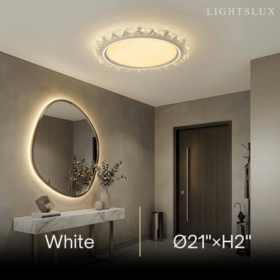 Vivara Modern Round Ceiling Light -- White or Walnut Acrylic & Metal for Bedroom