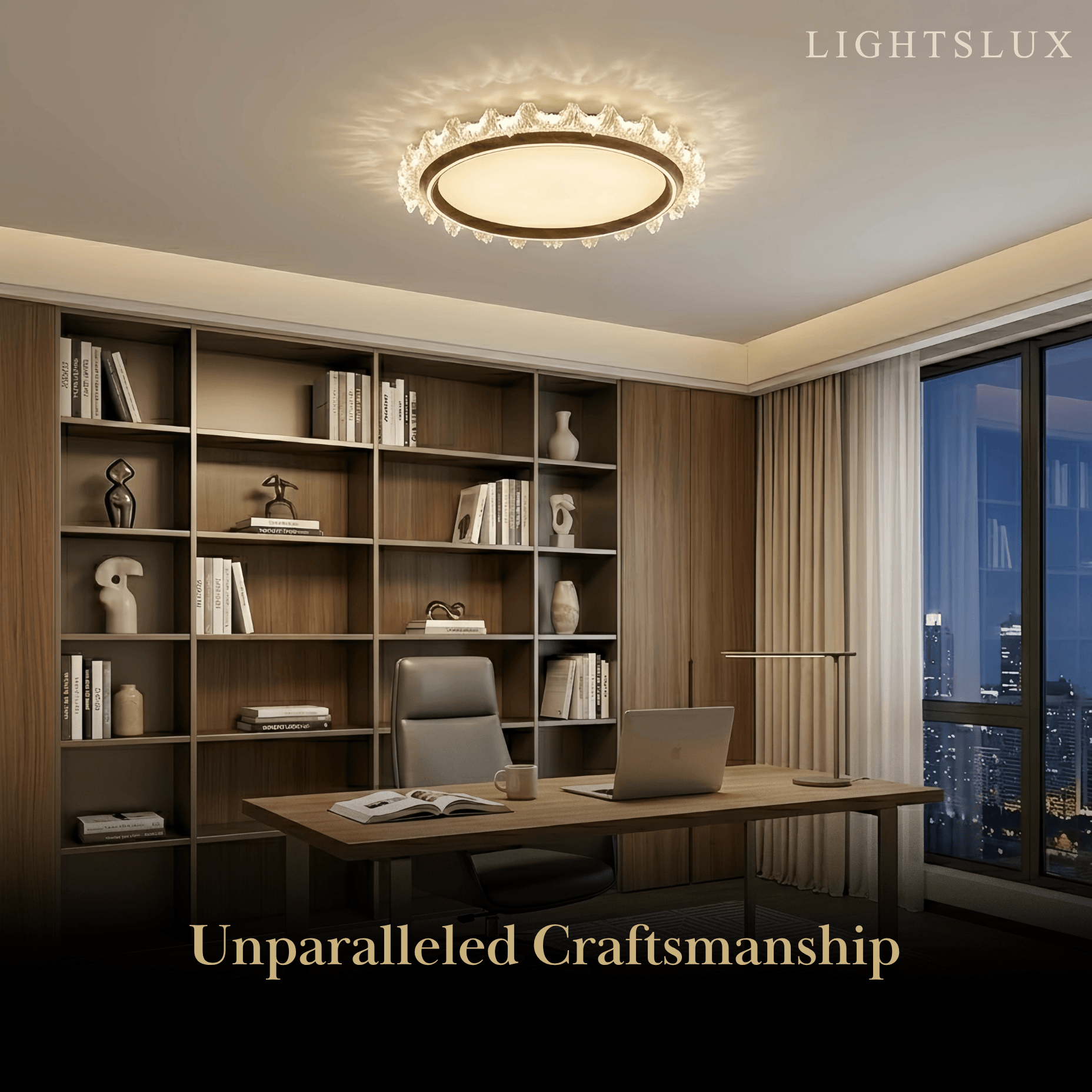 Vivara Modern Round Ceiling Light -- White or Walnut Acrylic & Metal for Bedroom