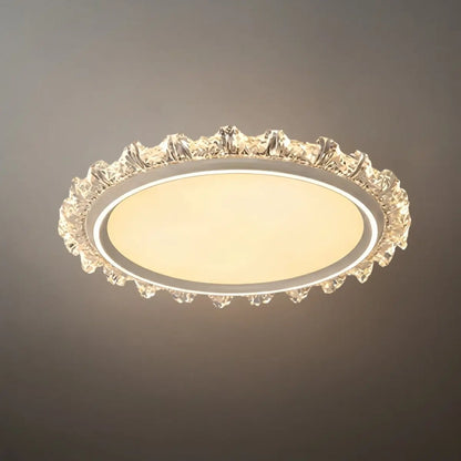 Vivara Modern Round Ceiling Light -- White or Walnut Acrylic & Metal for Bedroom