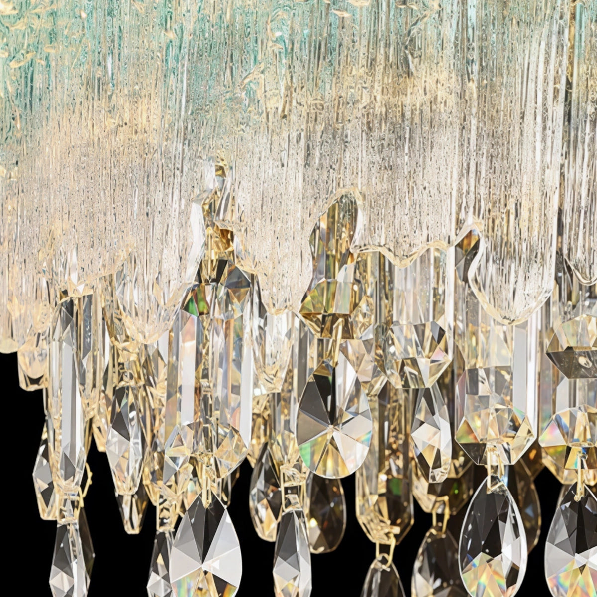 Vetro Elegant Glass Fringe Crystal Chandelier 