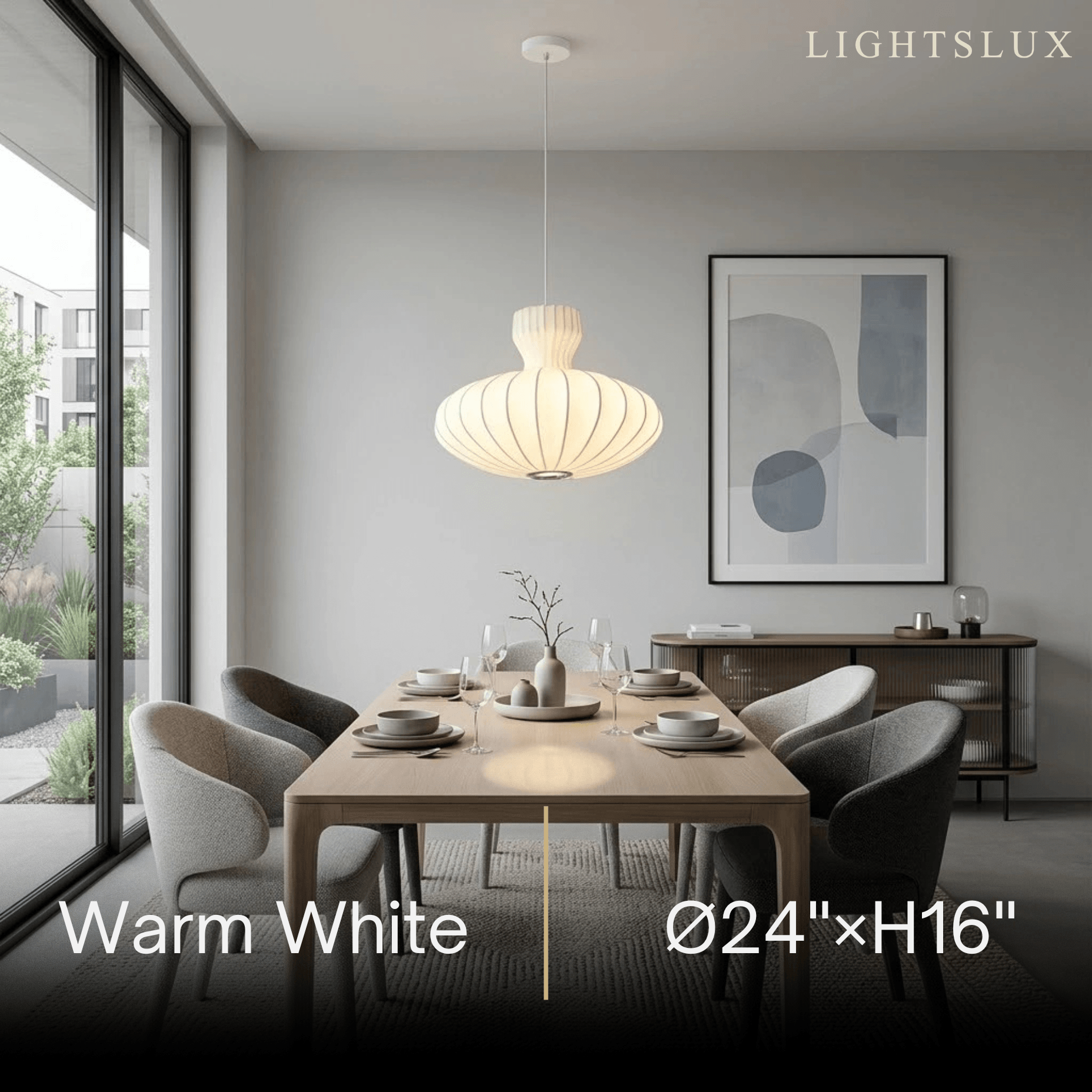 Crema Minimalist Silk Pendant Light – White