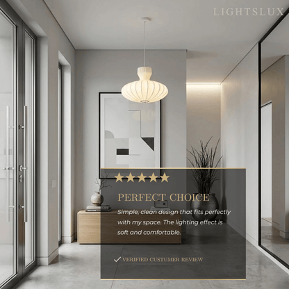 Crema Minimalist Silk Pendant Light – White