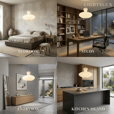 Crema Minimalist Silk Pendant Light – White