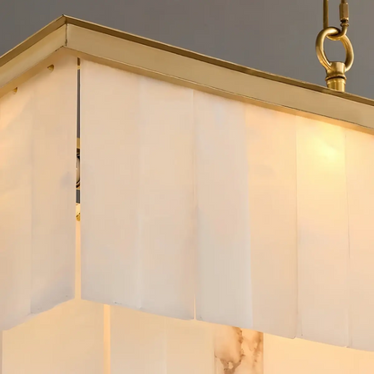 Modern Rectangular Alabaster Chandelier -- Gold