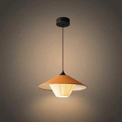 Modern Cone Pendant Light -- Leather Orange