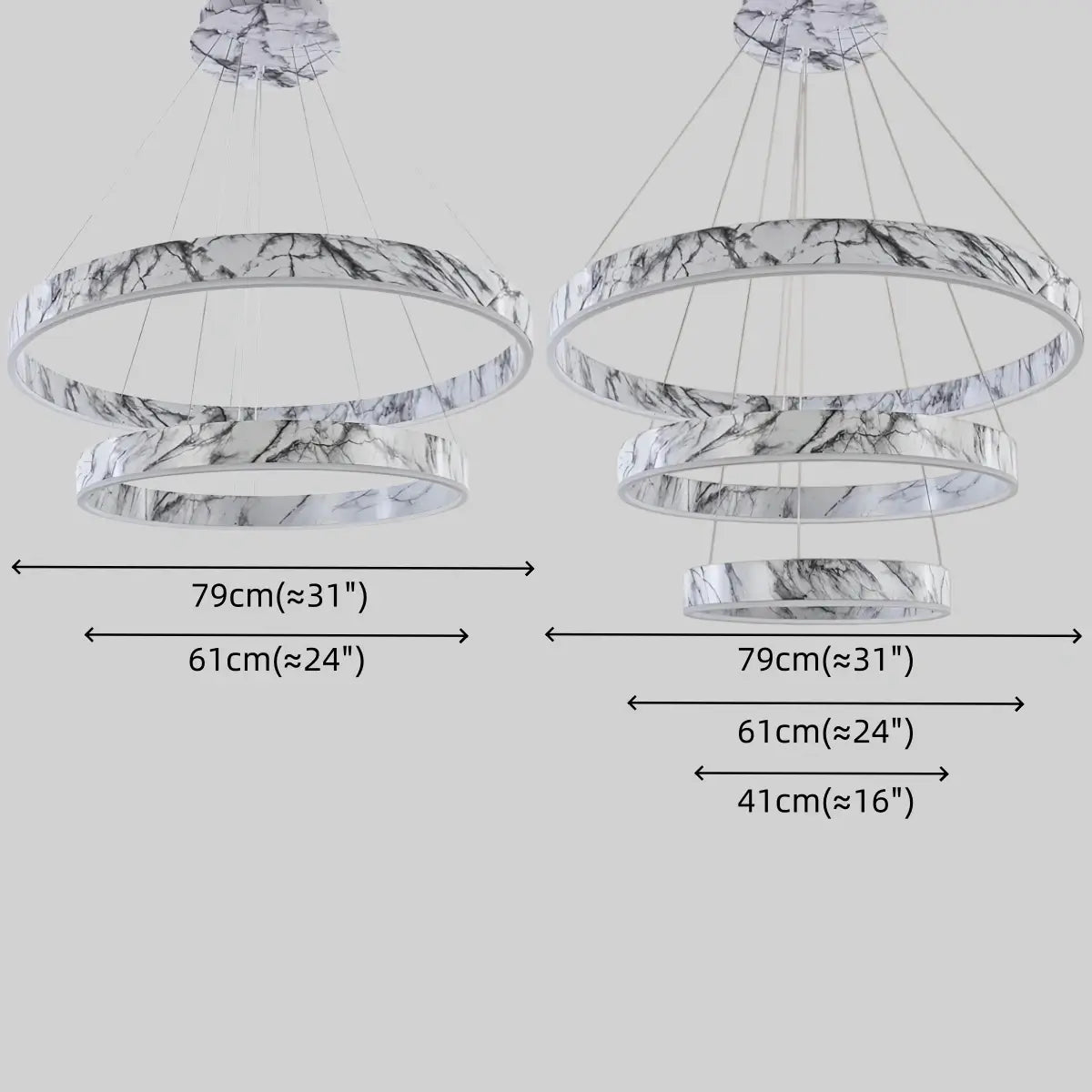 Contemporary Tiered Circular  Chandelier -- Marble