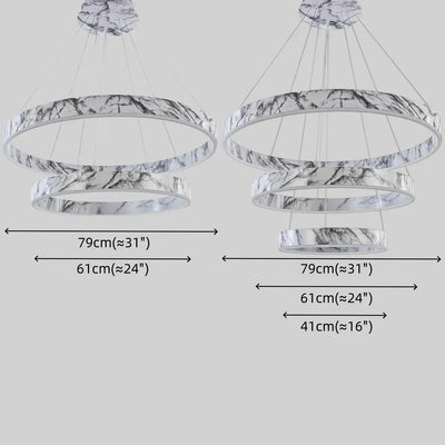 Contemporary Tiered Circular  Chandelier -- Marble