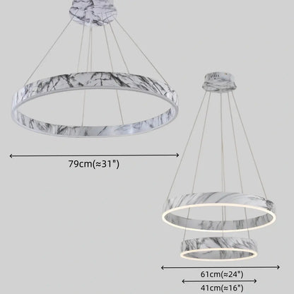 Contemporary Tiered Circular  Chandelier -- Marble