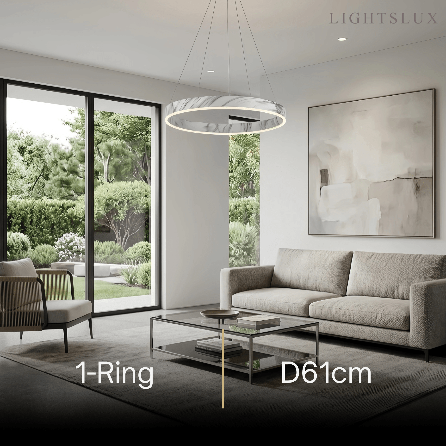 Contemporary Tiered Circular  Chandelier -- Marble
