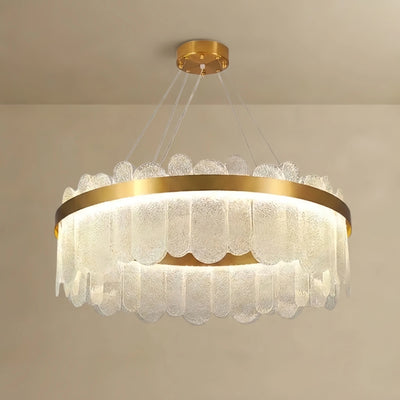 Glass Chandelier -- Gold with Smoky Gray/Clear for Living Room Bedroom