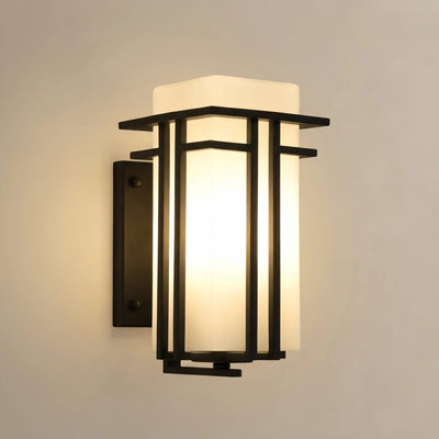 Rustic Outdoor Wall Sconce -- Black Metal for Porch Garage Exterior Hallway