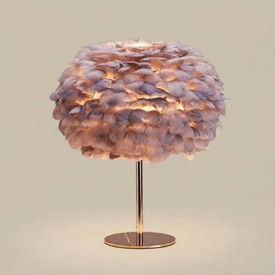 Velora_Elegant_Globe_Feather_Table_Lamp_Gold_with_White_Pink_Grey