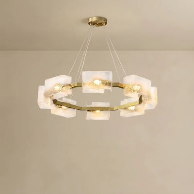  Chandelier -- Brass Water Ripple Glass for Living Room