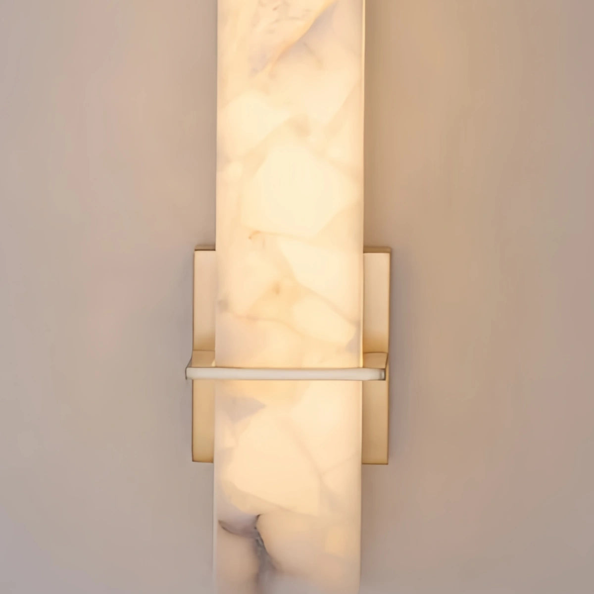 Alba Minimalist Cuboid Wall Lamp -- White Alabaster & Metal for Bedroom Living Room