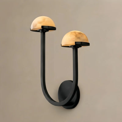  Double Wall Light -- Brass & Alabaster for Indoor Wall