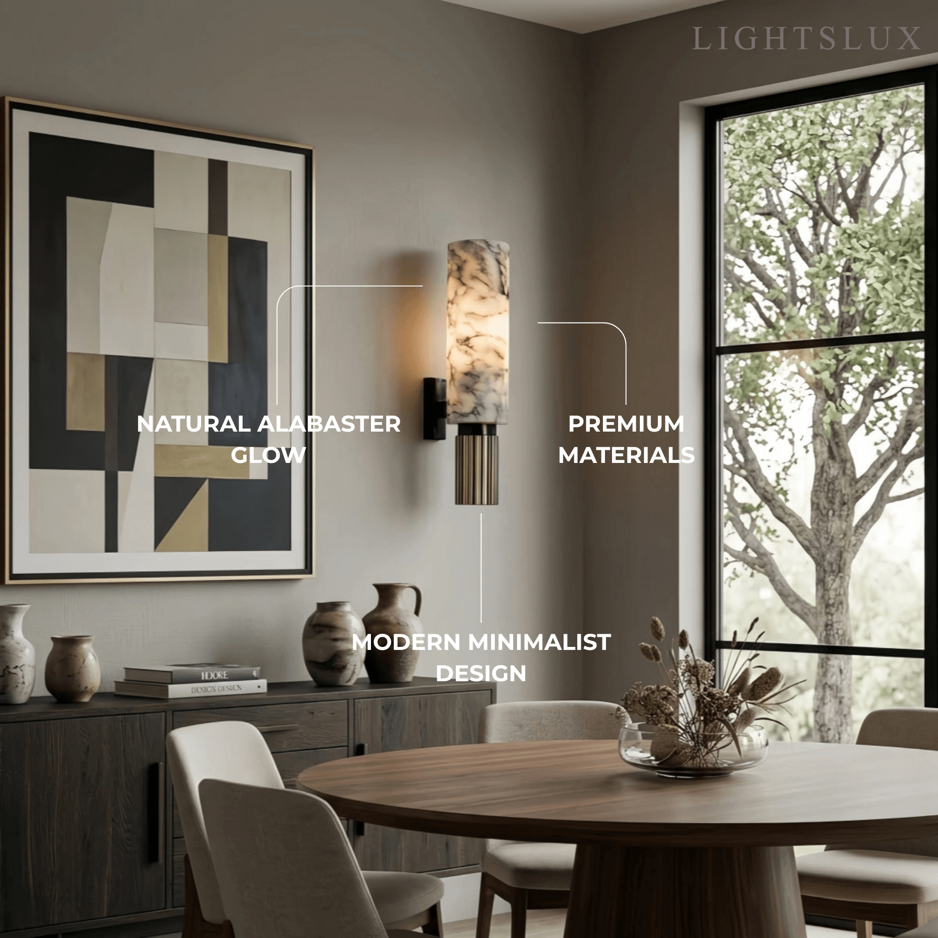 Alba Minimalist Alabaster Wall Lamp