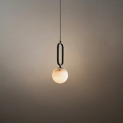 Alba Minimalist Alabaster Pendant Light – White Metal