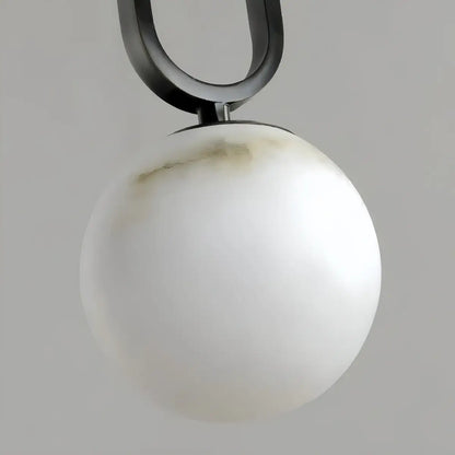 Alba Minimalist Alabaster Pendant Light – White Metal