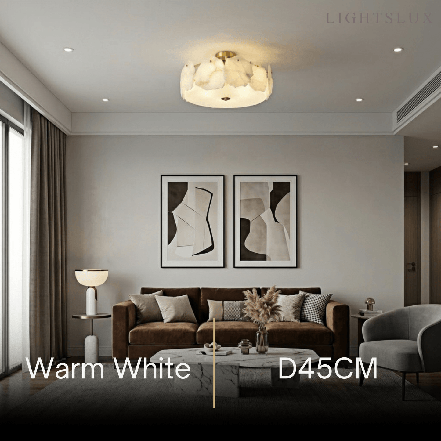 Alba Modern Alabaster Glass Ceiling Light 