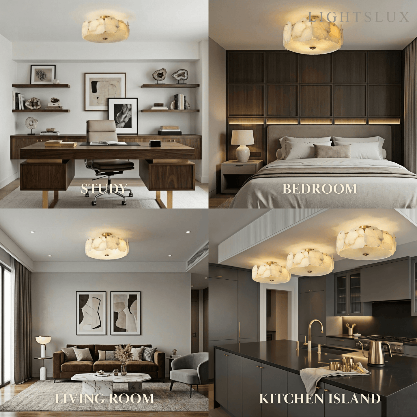 Alba Modern Alabaster Glass Ceiling Light 