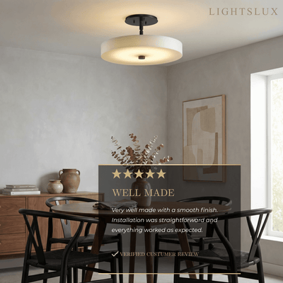 Alba Minimalist Ceiling Light – Alabaster & Brass