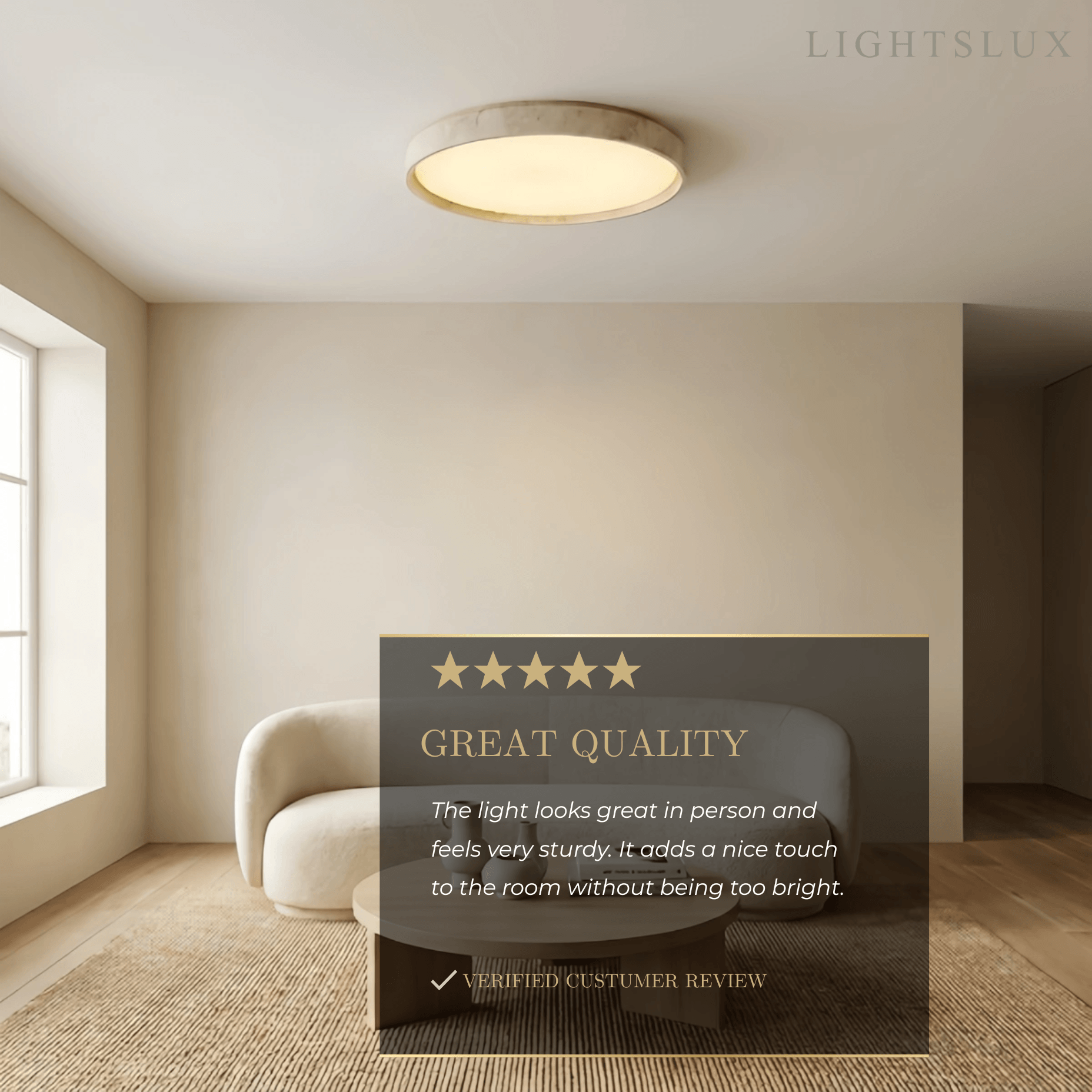 Strata Modern Minimalist Travertine Ceiling Light