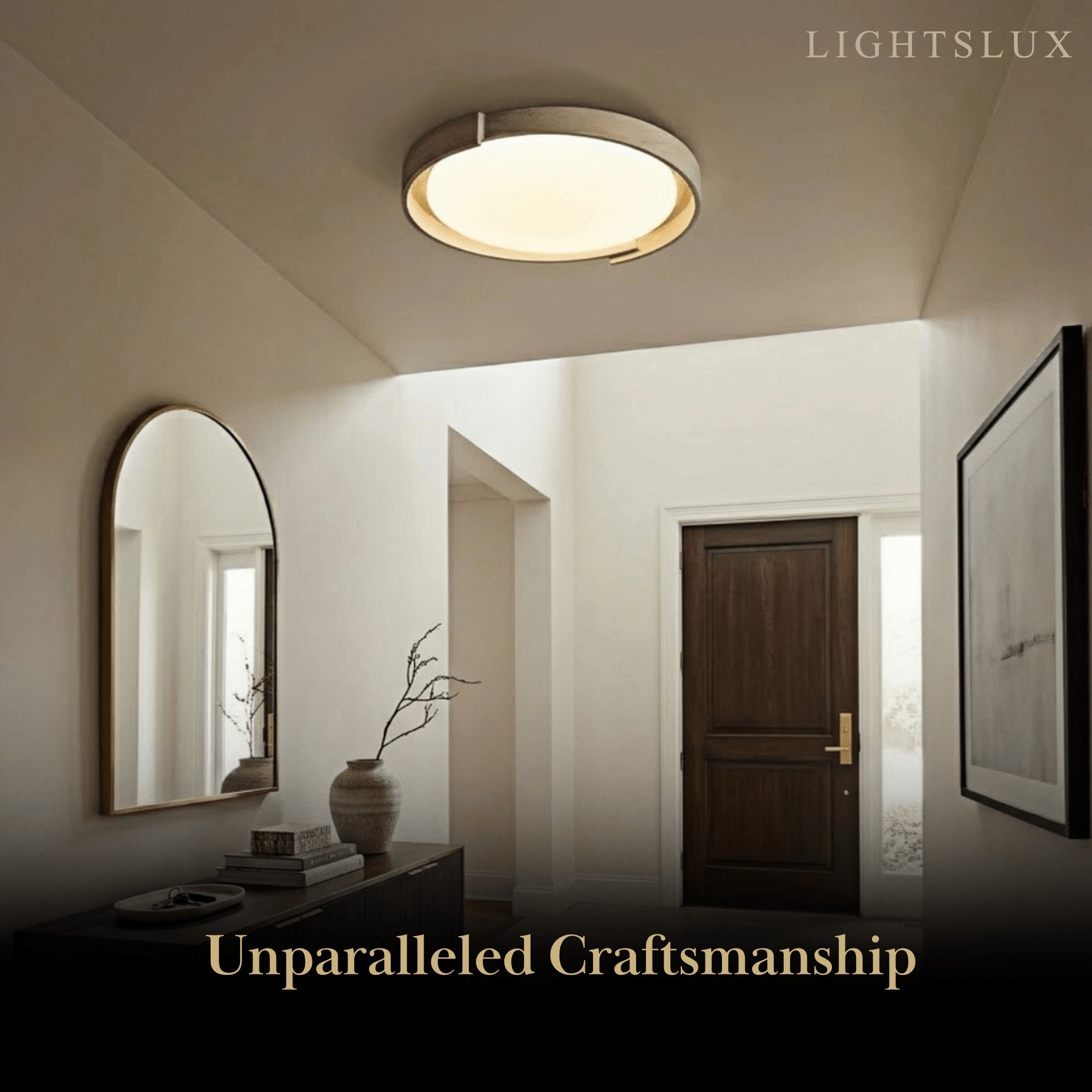 Strata Minimalist Round Travertine Ceiling Light