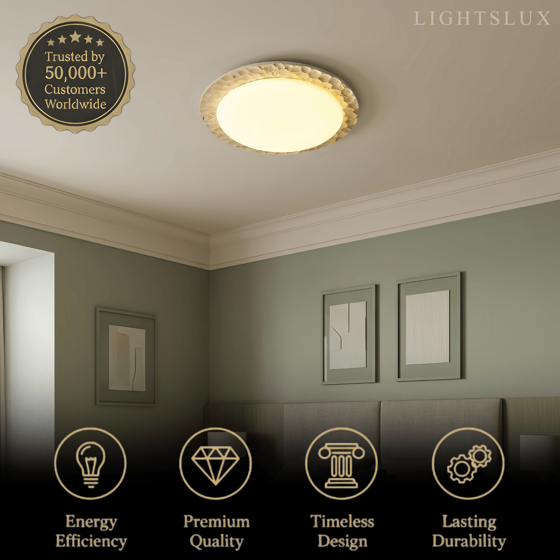 Strata Natural Travertine Ceiling Light