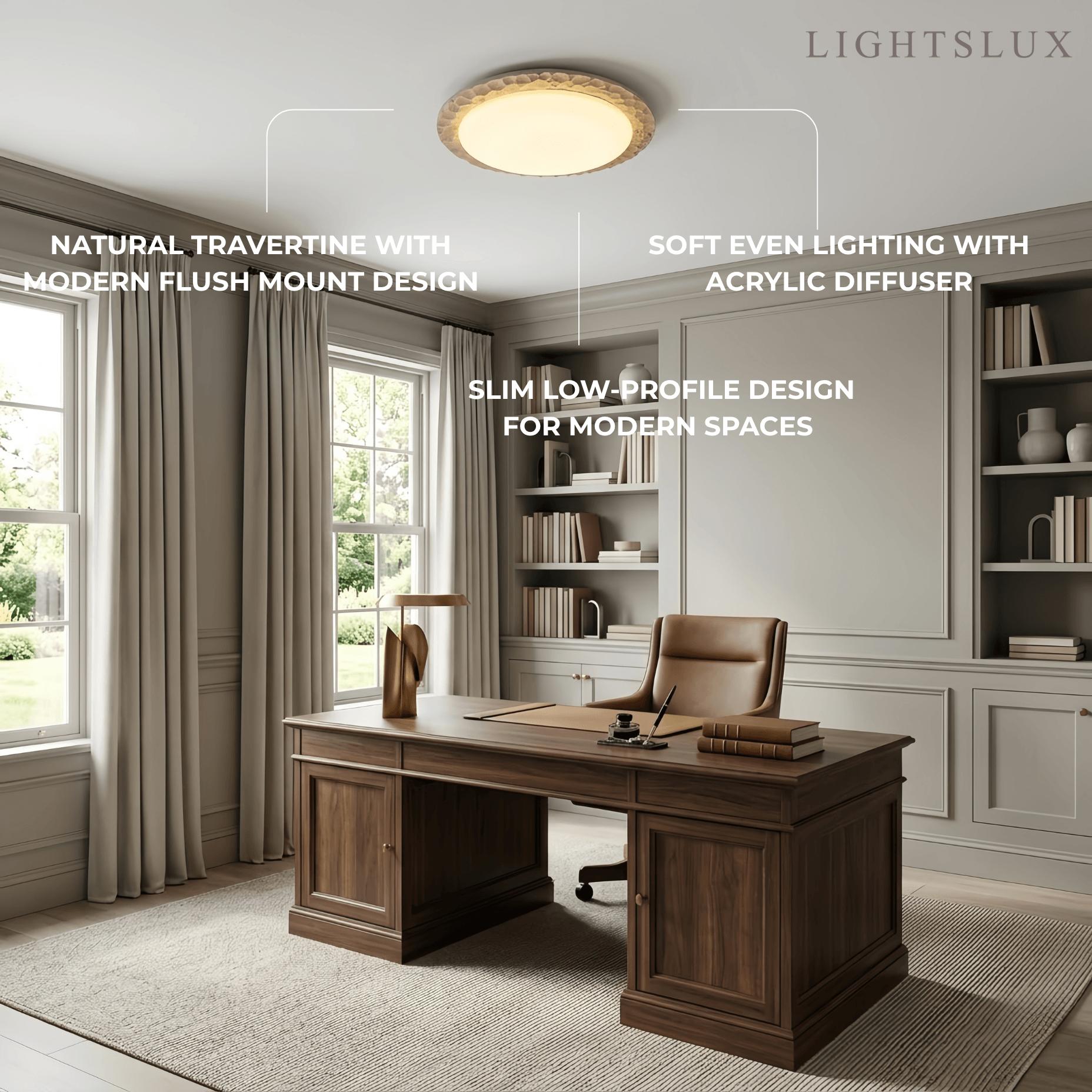 Strata Natural Travertine Ceiling Light