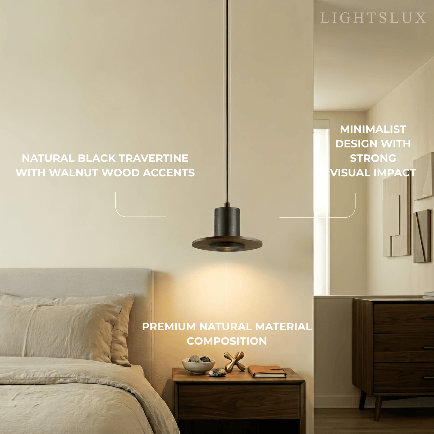 Strata Minimalist Travertine Pendant Light 