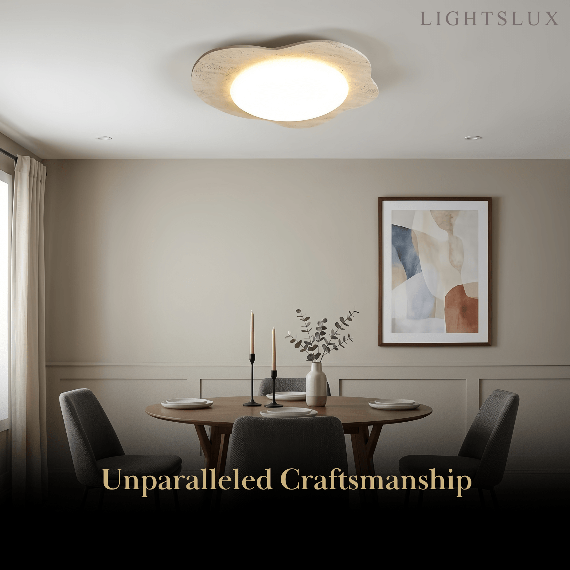 Strata Minimalist Travertine Ceiling Light 