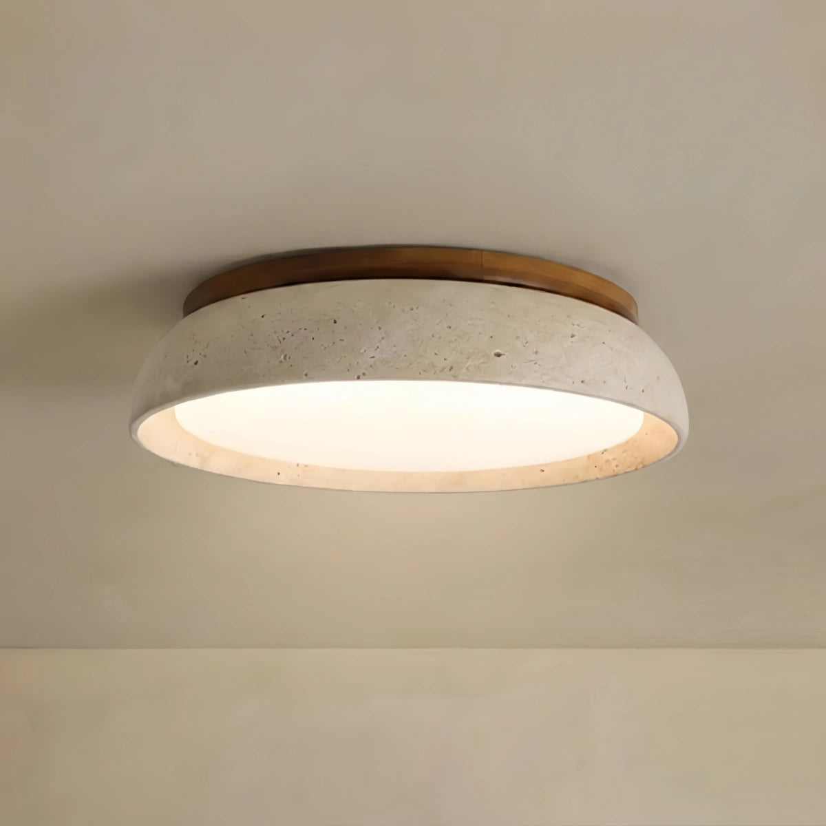 Strata Minimalist Travertine Ceiling Light -- Beige Walnut for Living Room Bedroom Dining Room