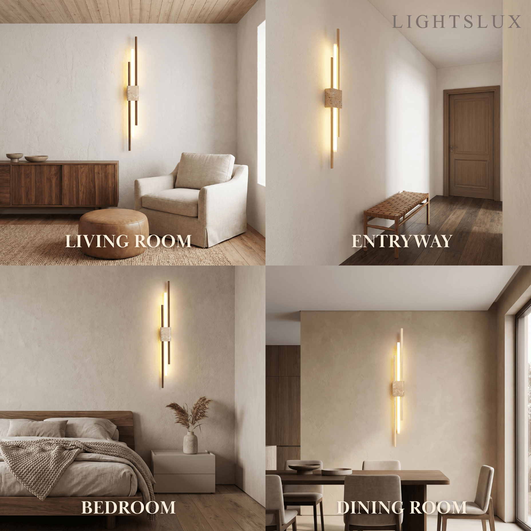 Strata Minimalist Travertine Wall Light