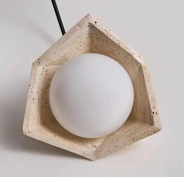 Strata Modern Travertine Pendant Light -- Beige White