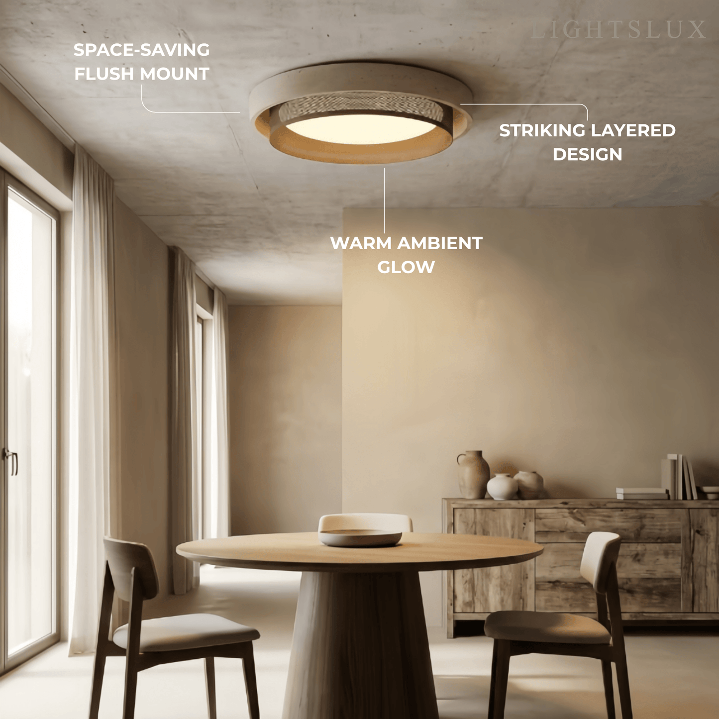 Strata Modern Minimalist Ceiling Light – Yellow Travertine