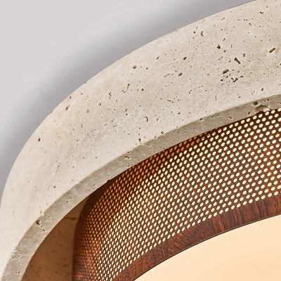 Strata Modern Minimalist Ceiling Light – Yellow Travertine
