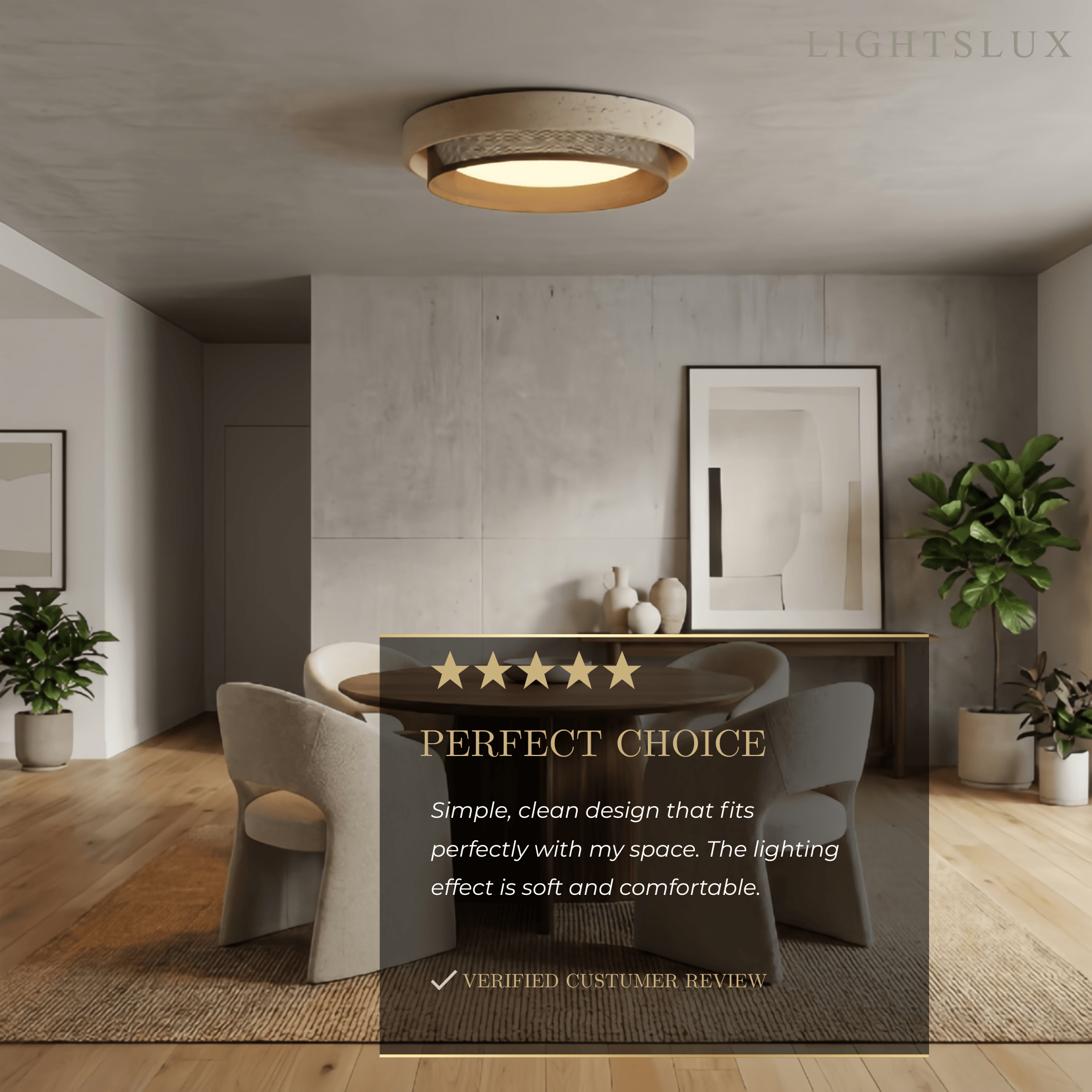 Strata Modern Minimalist Ceiling Light – Yellow Travertine