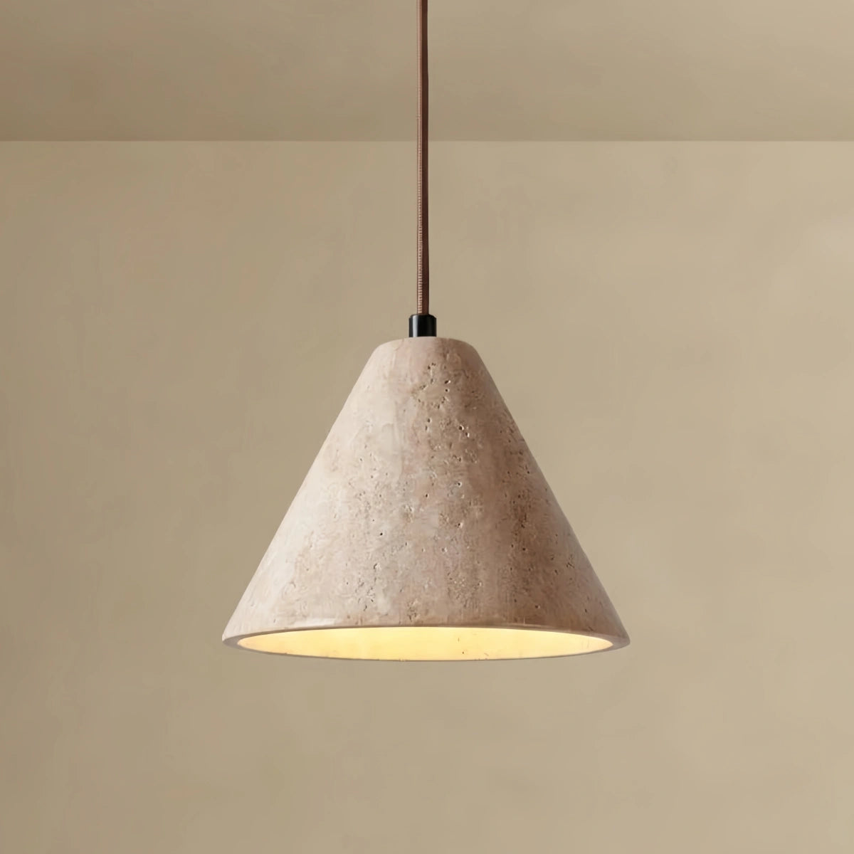Pendant Light – Yellow Travertine & Walnut Wood for Kitchen Island, Dining Room, Bedroom