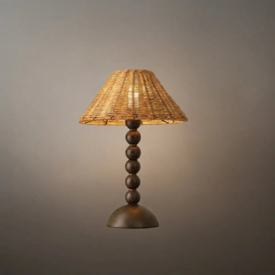 Bamburo Vintage Natural Wood & Rattan Table Lamp