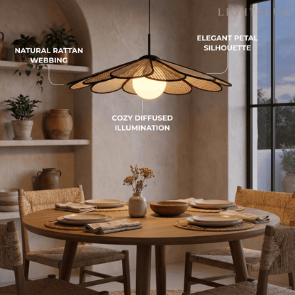 Bamburo Natural Rattan Petal Pendant Light