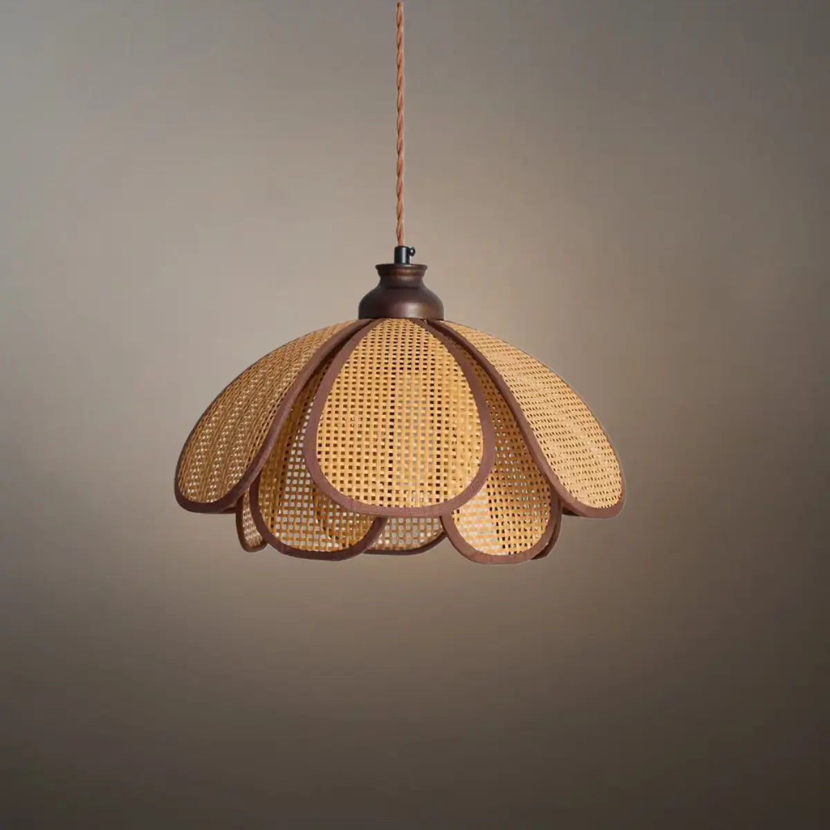 Bamburo Natural Pendant Light Rattan and Wood Walnut 