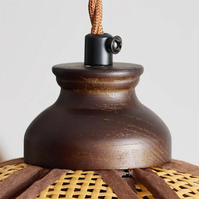 Bamburo Natural Pendant Light Rattan and Wood Walnut 