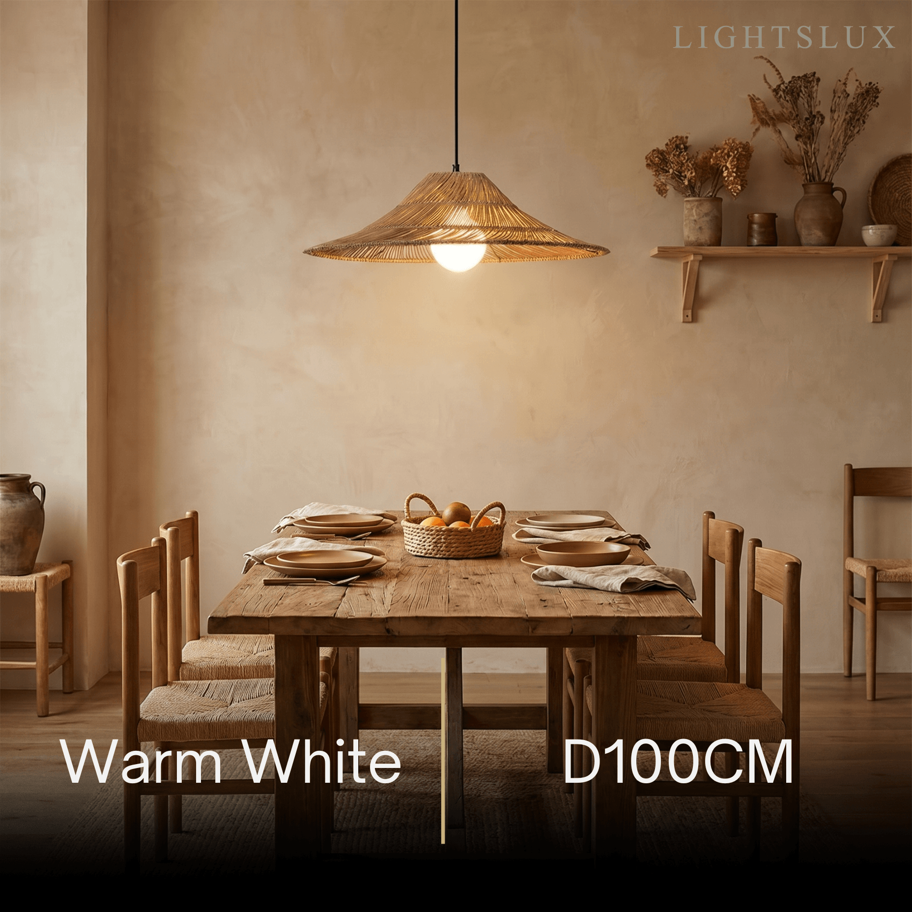Bamburo Natural Rattan Pendant Light Conical Metal Woven Lamp