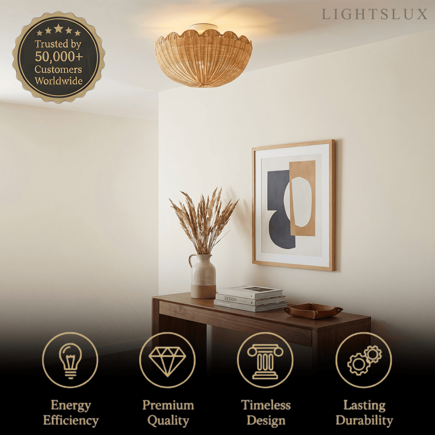 Natural Rattan Ceiling Light