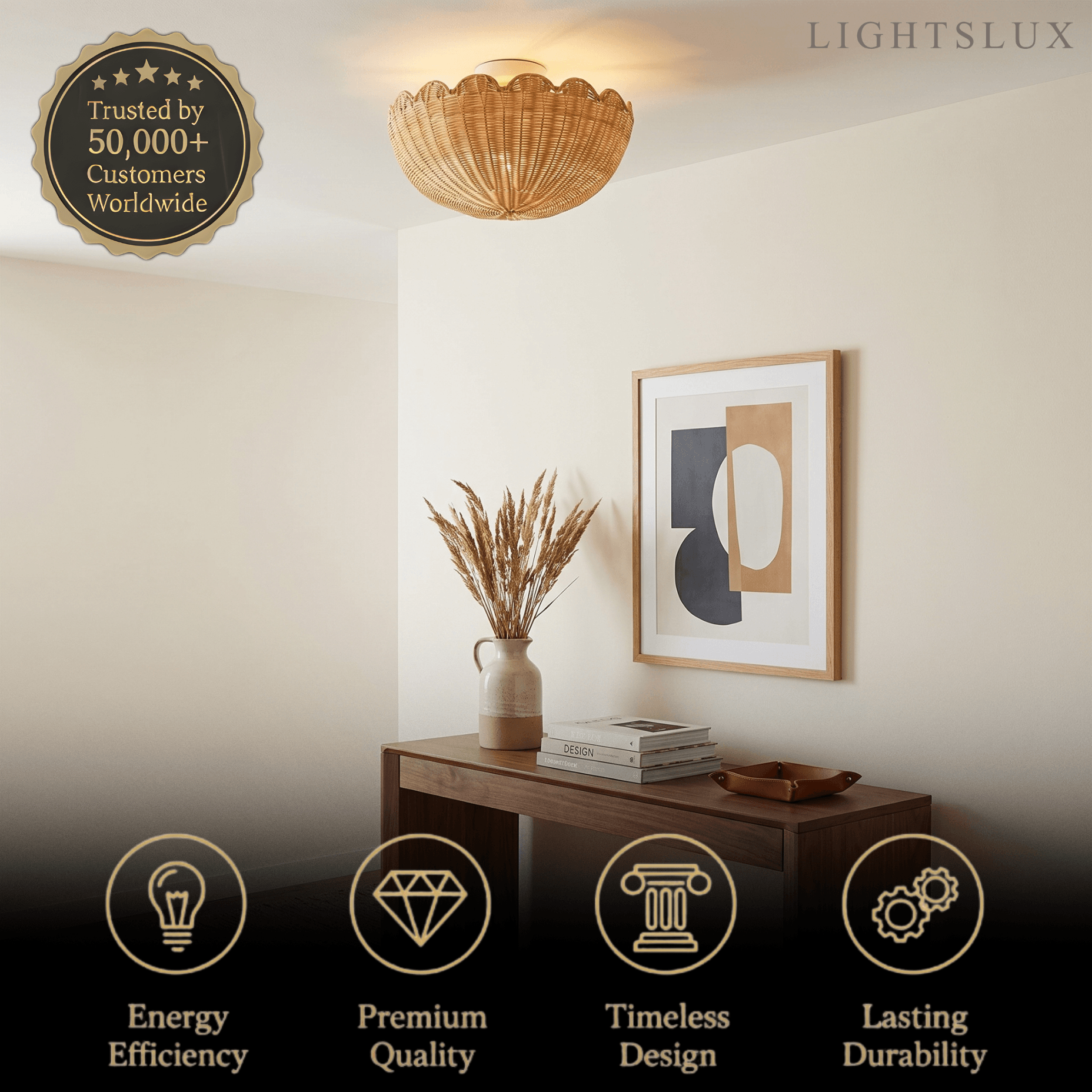 Natural Rattan Ceiling Light