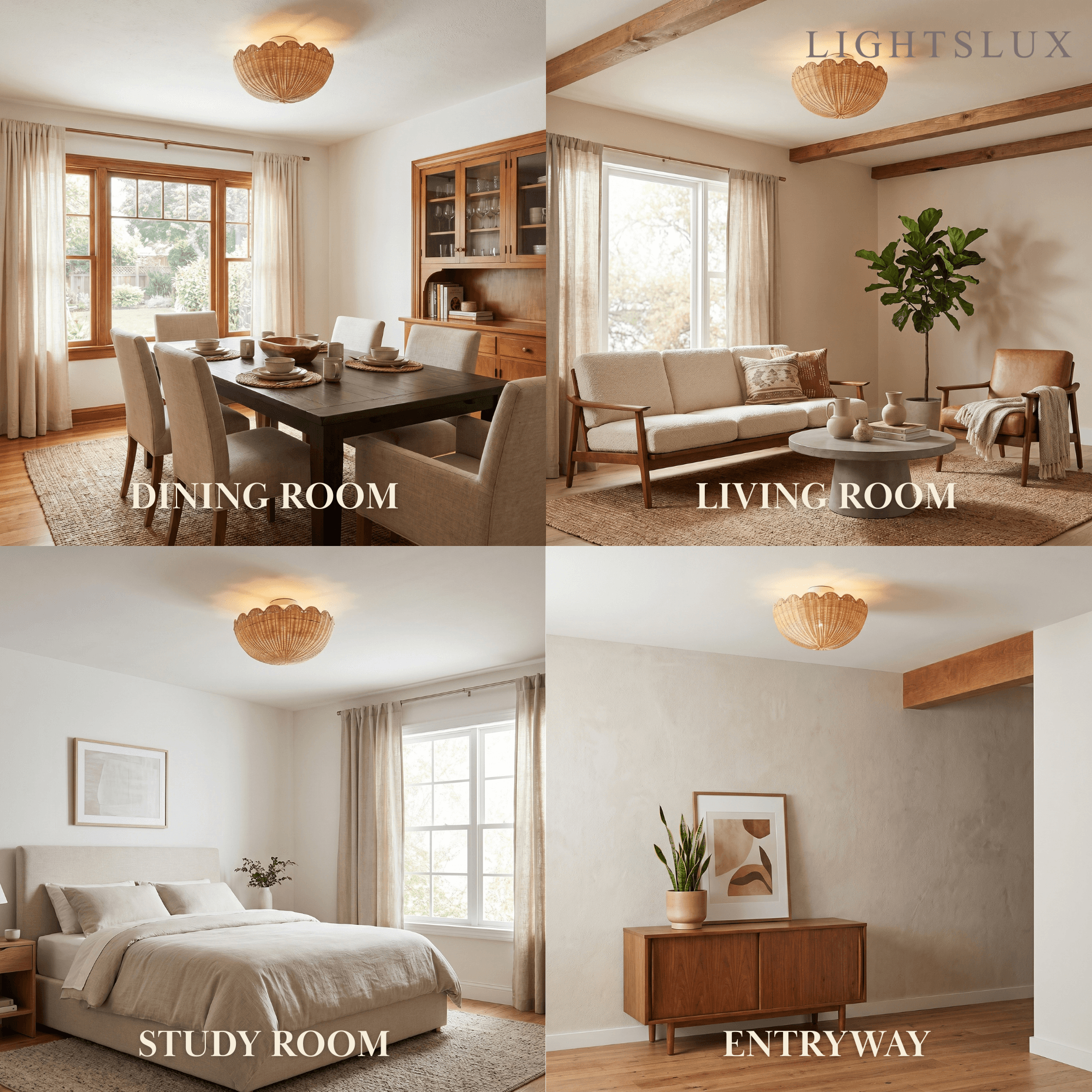 Natural Rattan Ceiling Light